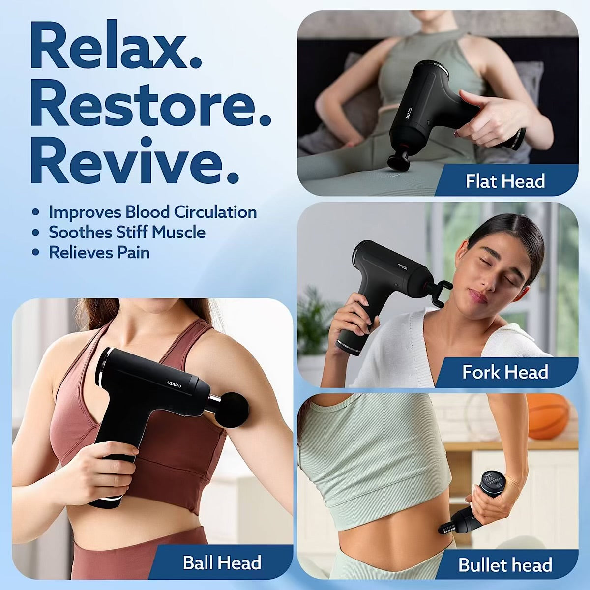 AGARO Galaxy Gun Massager 4 Heads