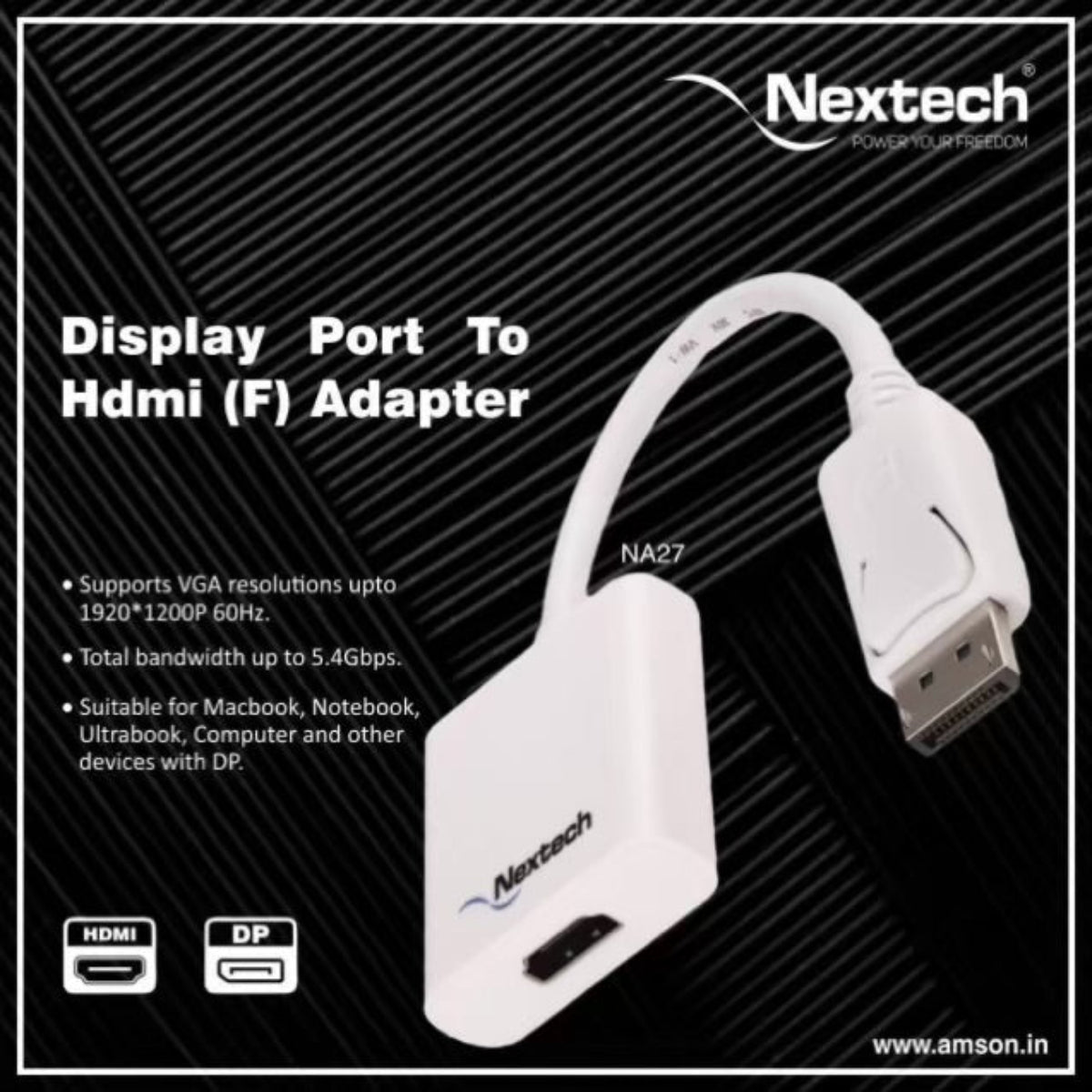 Nextech Display Port M To HDMI F Adapter Cable NA27-1
