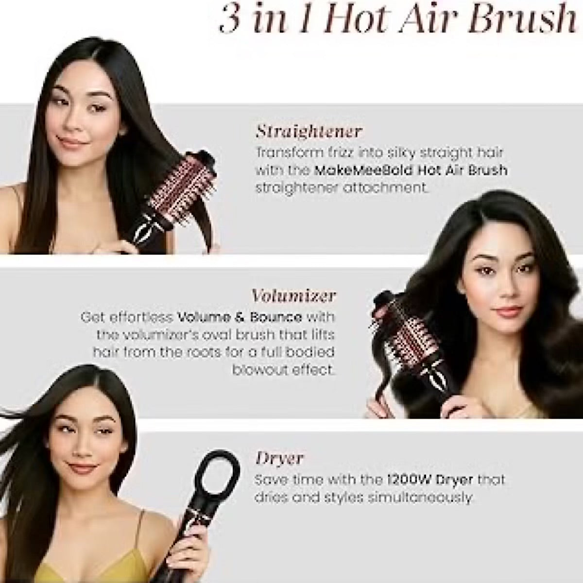 Urban yog MakeMeeBold 3 in 1 Hot Air Brush